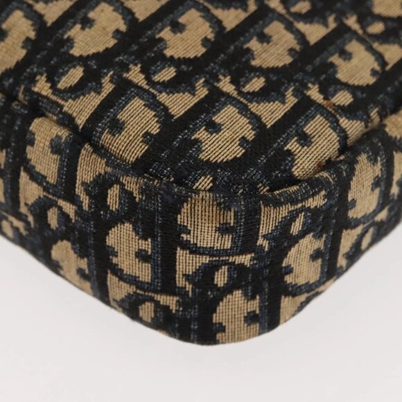 Christian Dior Trotter Canvas Shoulder Bag Navy Gold Auth 146485 - Picture 4 of 16